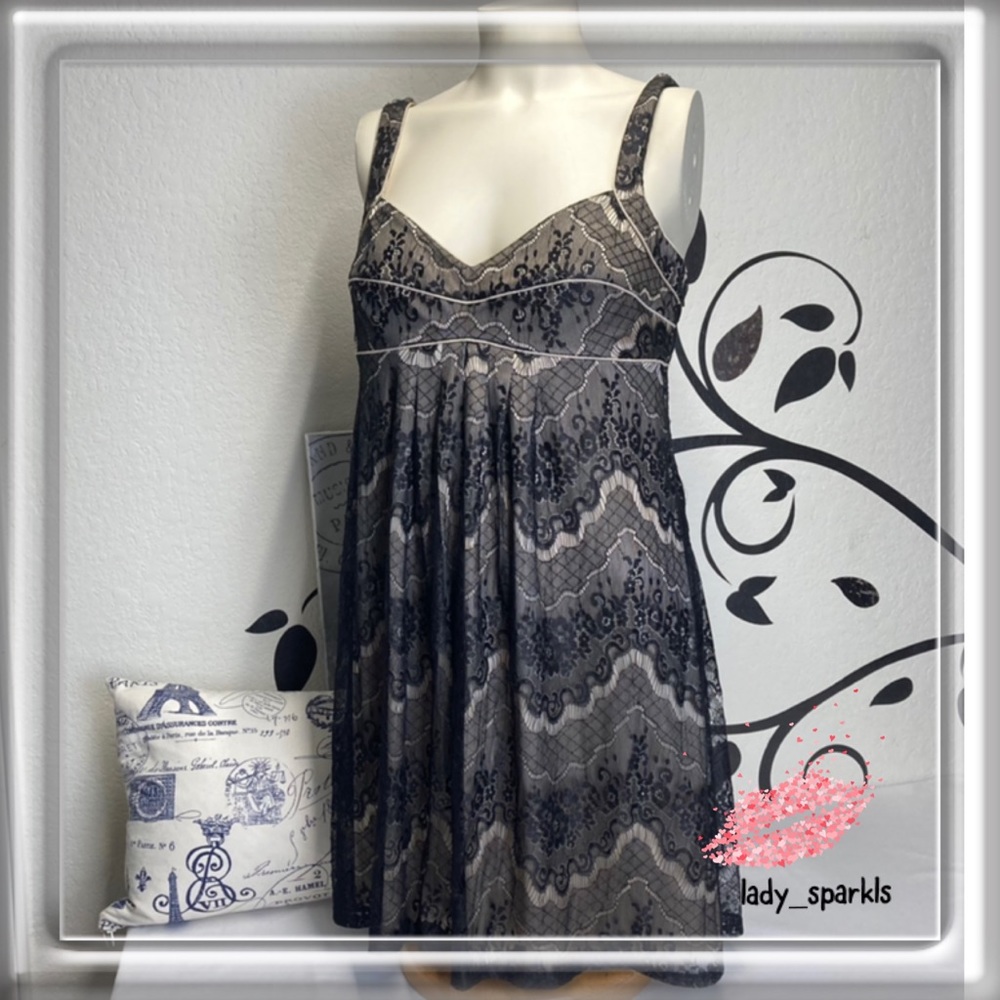 Marciano Lace And Silk Dress, Sz Small, black&Gold - Picture 1 of 12